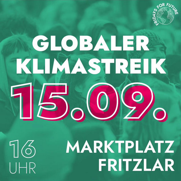 Klimastreik 15.9. 16 Uhr Marktplatz Fritzlar