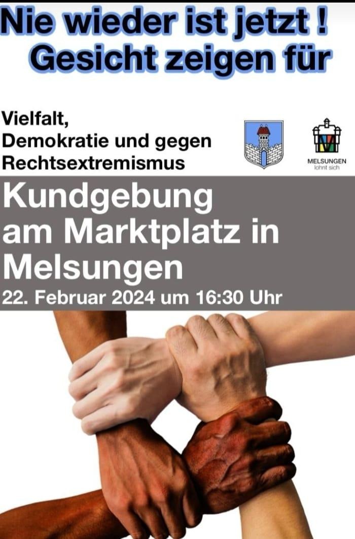Kundgebung gegen Rechts 22.2. 16:30 Uhr Marktplatz Melsungen