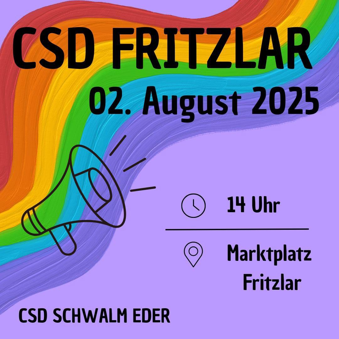 CSD Fritzlar 2.8.25 14 Uhr Marktplatz Fritzlar